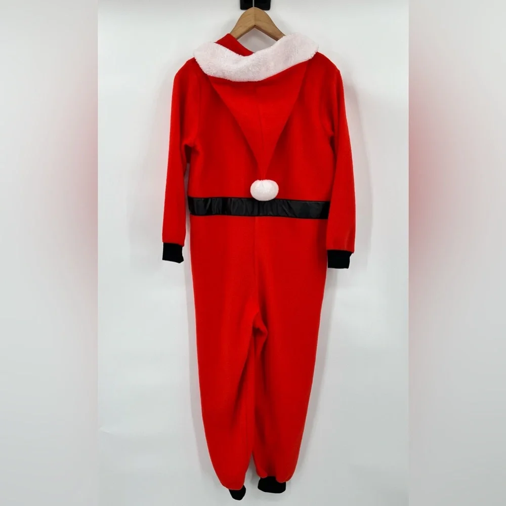 Kids SantaClaus Fleece Onesie Christmas Pajamas Cozy Holiday festive winter L/XL